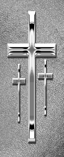 669DLJ-517-SL-SH-SL Silver 3 Crosses Shimmer Silver